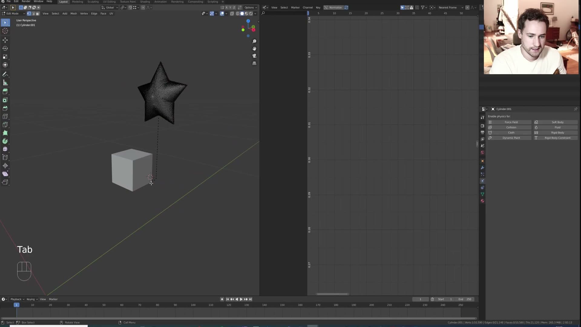 Vertex extruded straight down with E-Z, ending near the cube. The future balloon string.