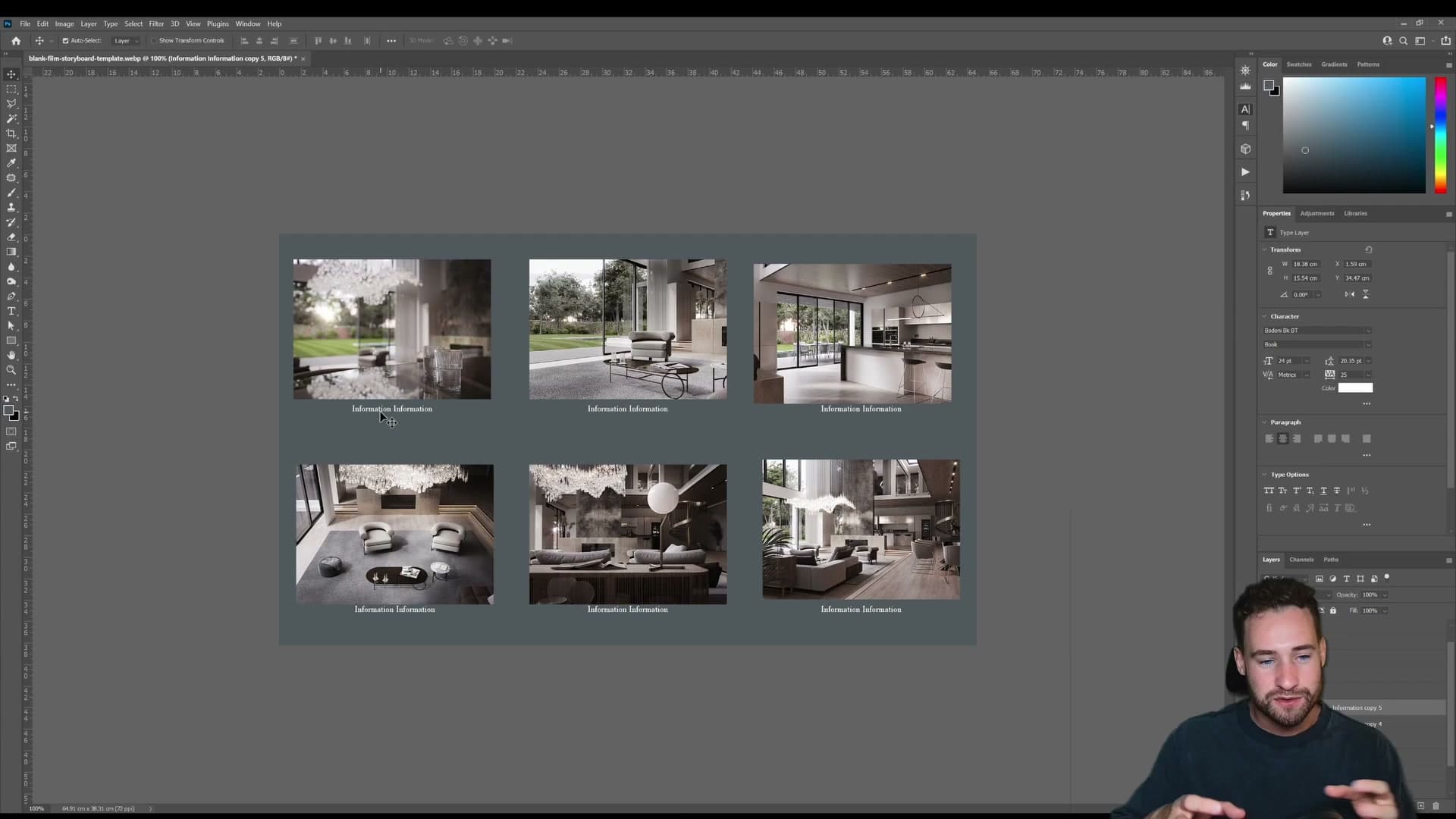Numbered draft frames lined up in order: the storyboard the client signs off on.