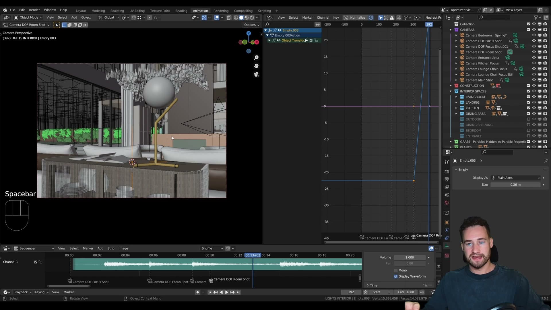 Camera parented to a small empty placed at the focal point of the rotation.