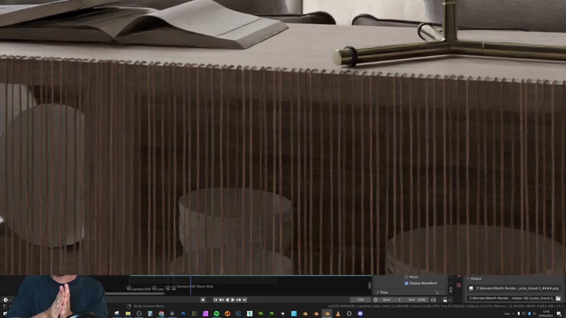 Underneath the denoised result the raw image is extremely noisy at 50 samples. The denoiser is doing a lot of work.