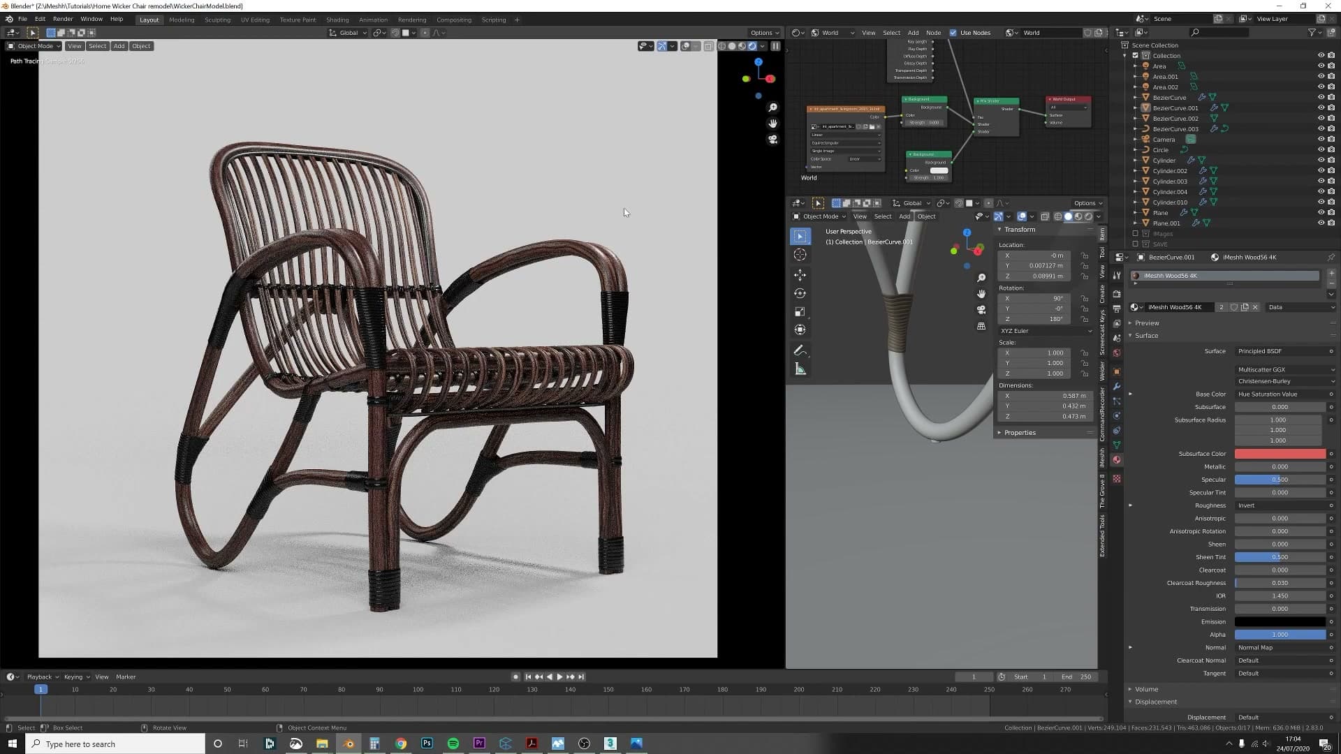 Small leg cap added at the bottom of each leg - the shadow gap that grounds the chair on the floor.