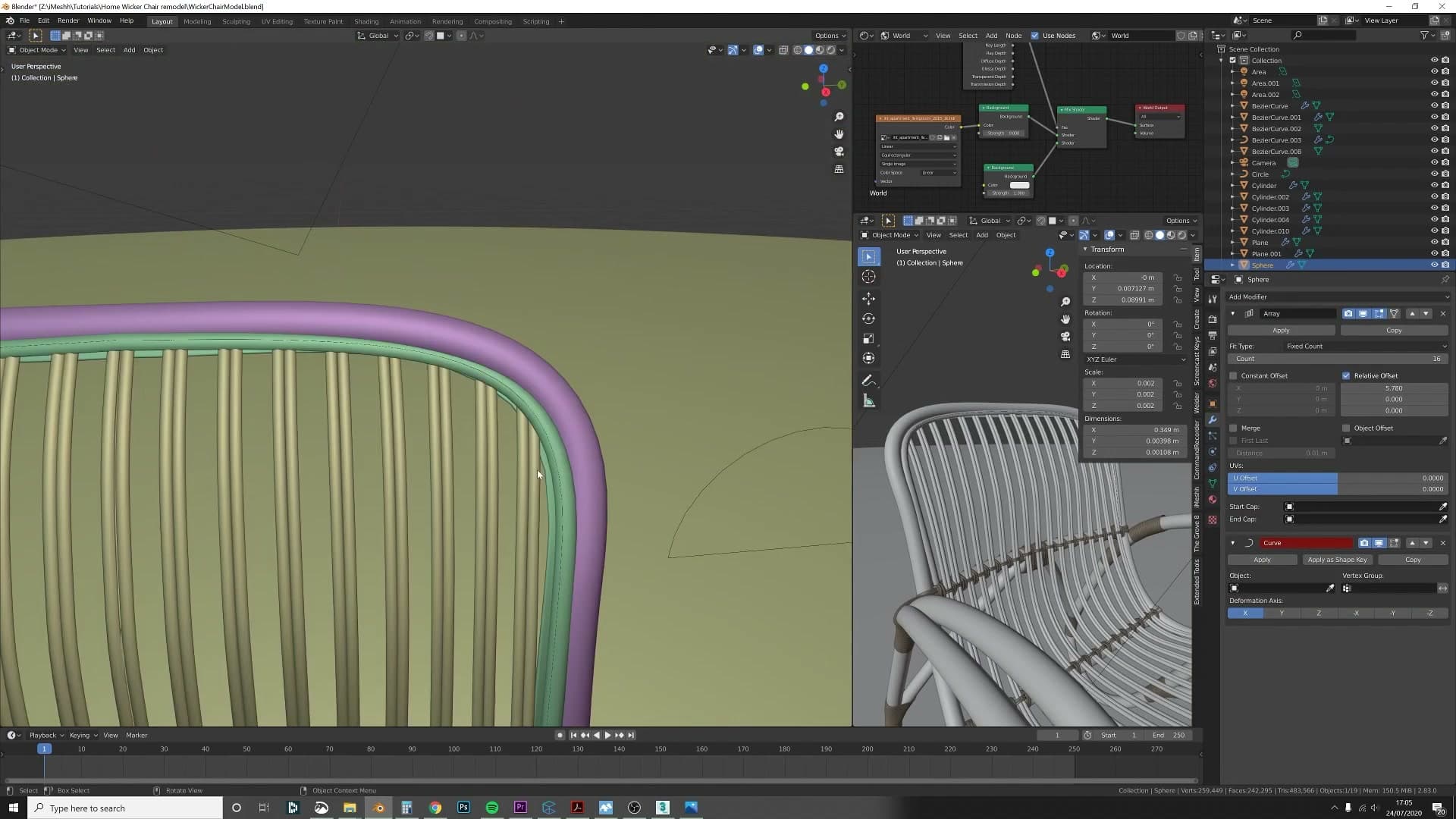 Edge loop along the retainer duplicated, separated with P, then converted to a curve as the path for the nail array.