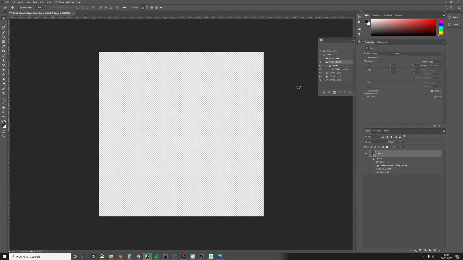 Photoshop's Filter > 3D > Normal Map Generator producing a bumpier normal from the wood diffuse texture.