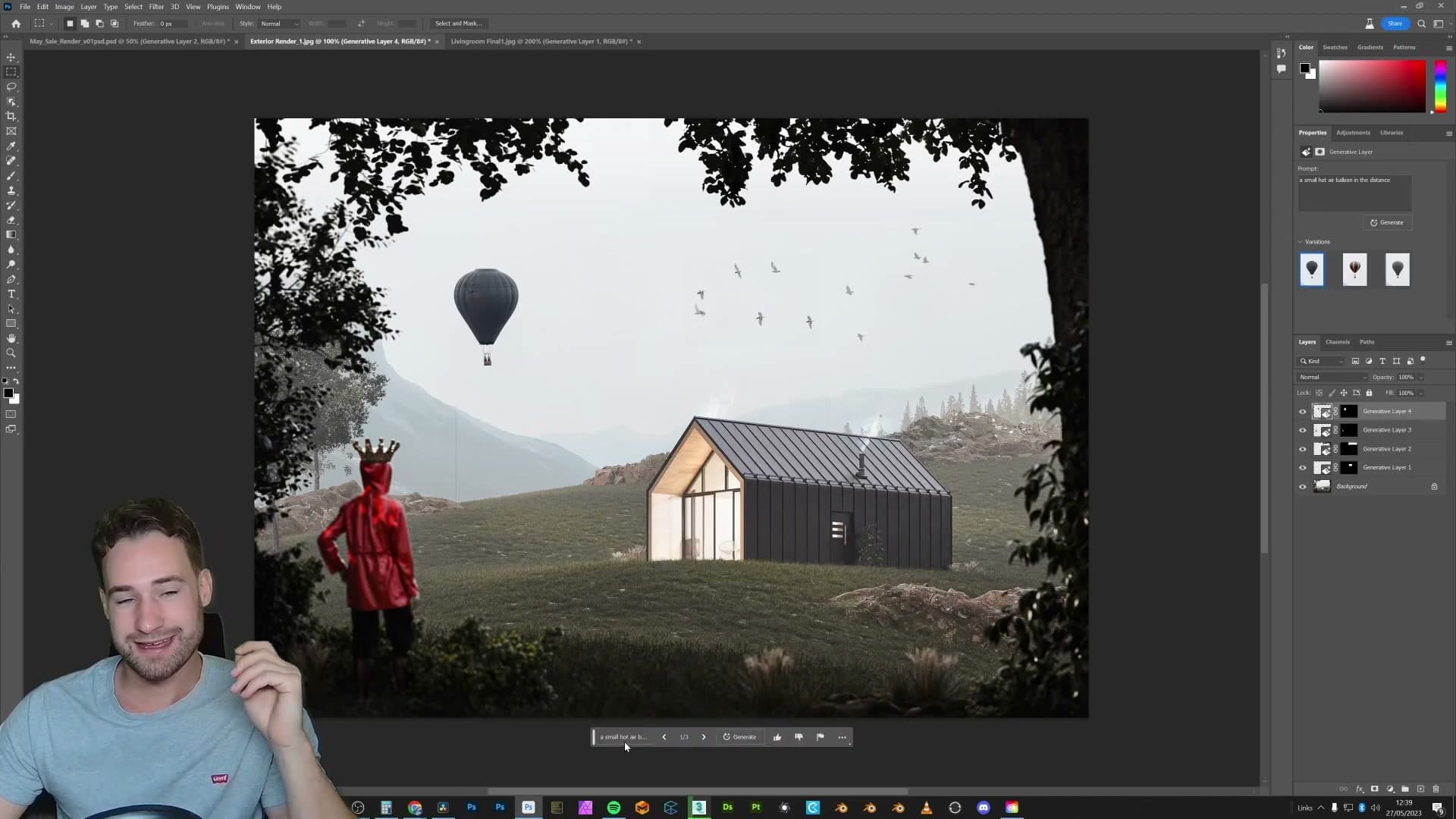 Distant hot air balloon dropped into the sky as a finishing touch.
