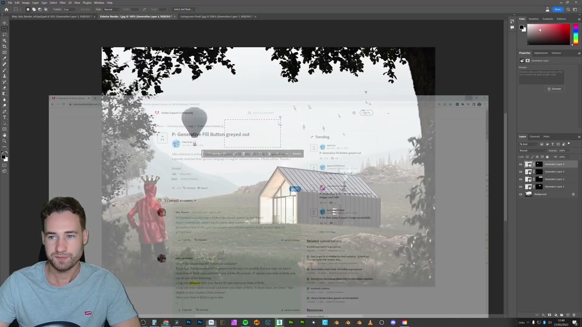 Adobe community thread on updating date of birth on Behance to enable Generative Fill.