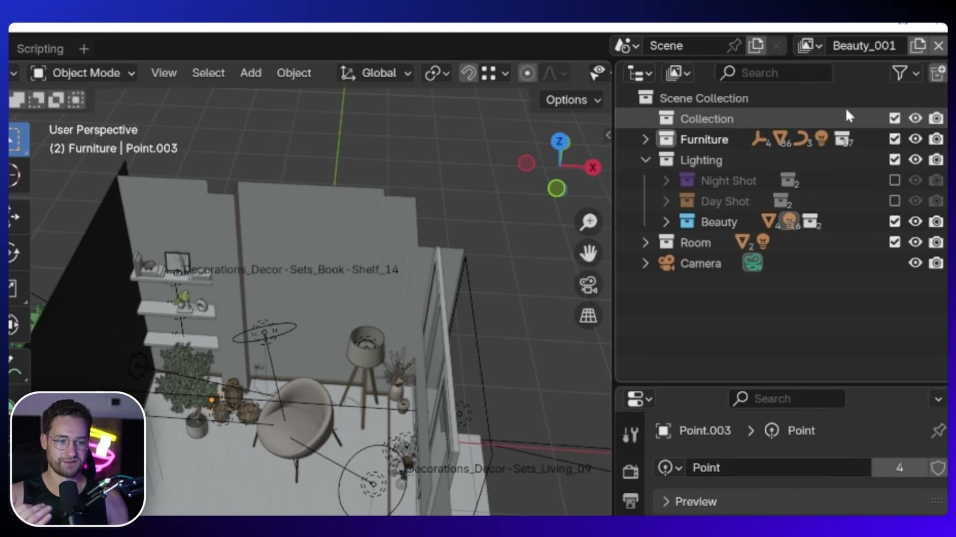 Switching layers automatically enables and disables the matching light collections in the outliner.