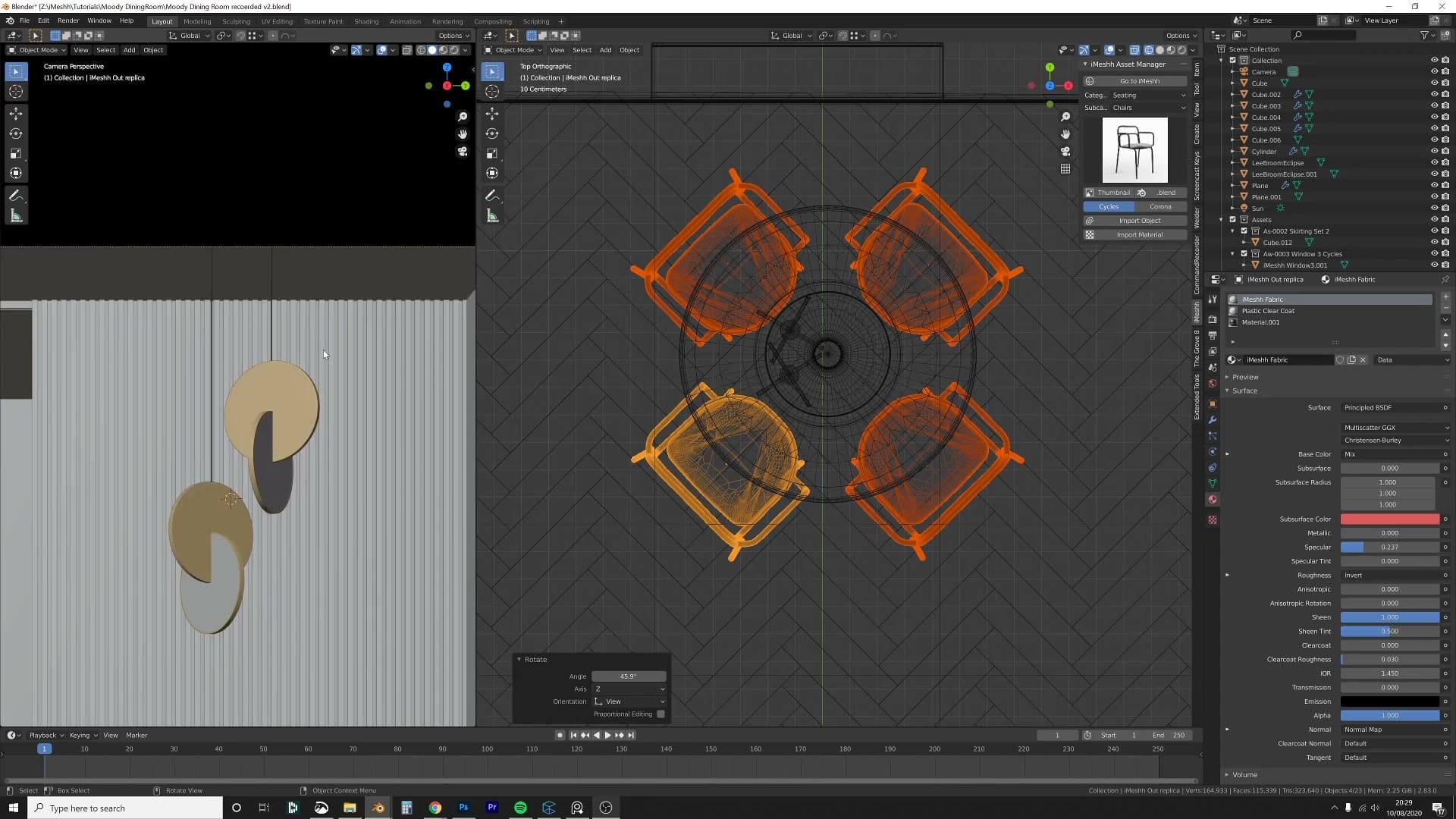 Pivot Point set to Individual Origins so chairs can move closer in unison without rotating around the centre.
