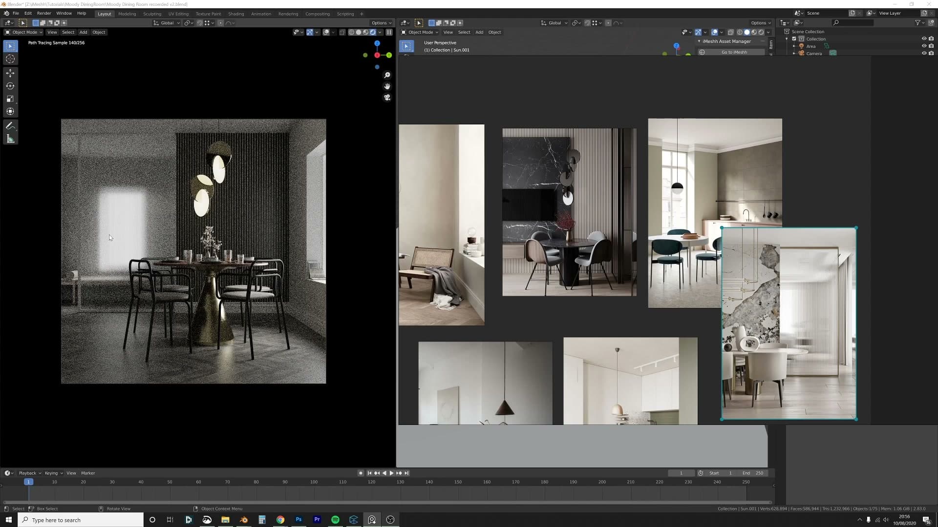 Windows now read as bright daylight while the dark room interior stays moody.