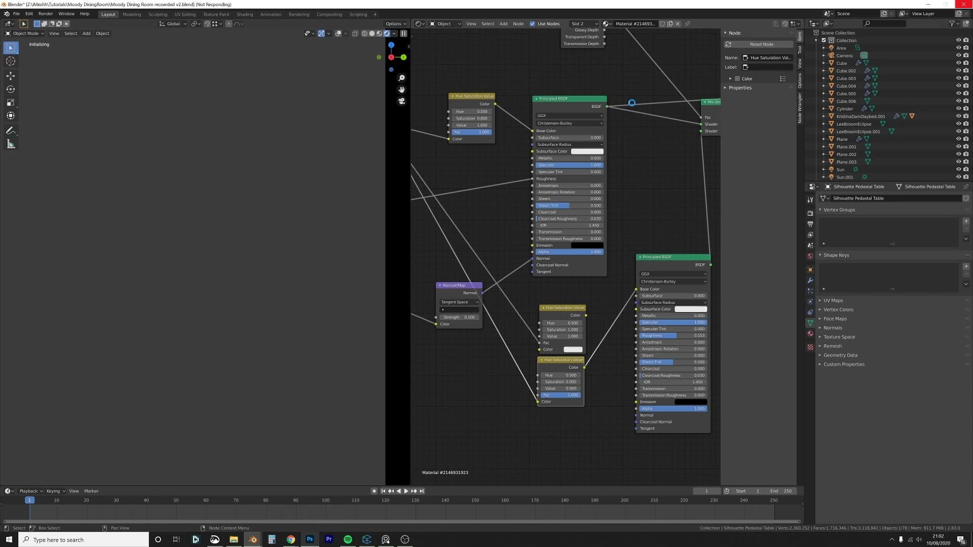 Mix Shader gated by Is Glossy Ray keeps the table colour on reflections only.