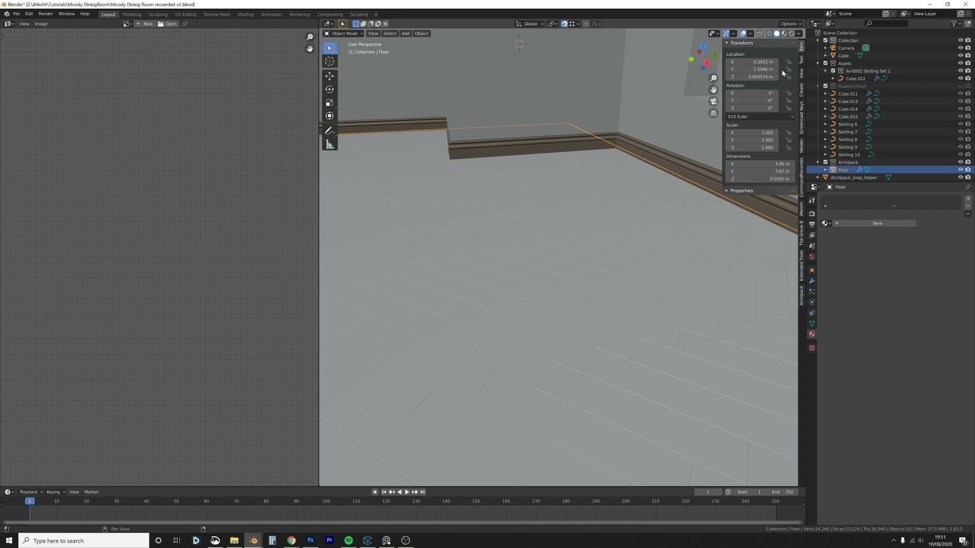 Select one face, then Shift+G then Normal to grab every upward face, then U then Smart UV Project so planks all align.