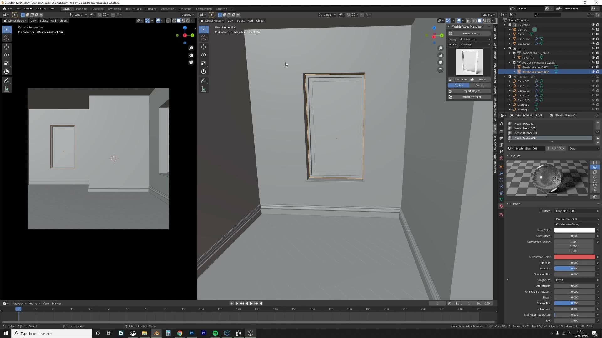 Window asset stripped down to the parts visible to camera, keeping geometry low for the dark side windows.