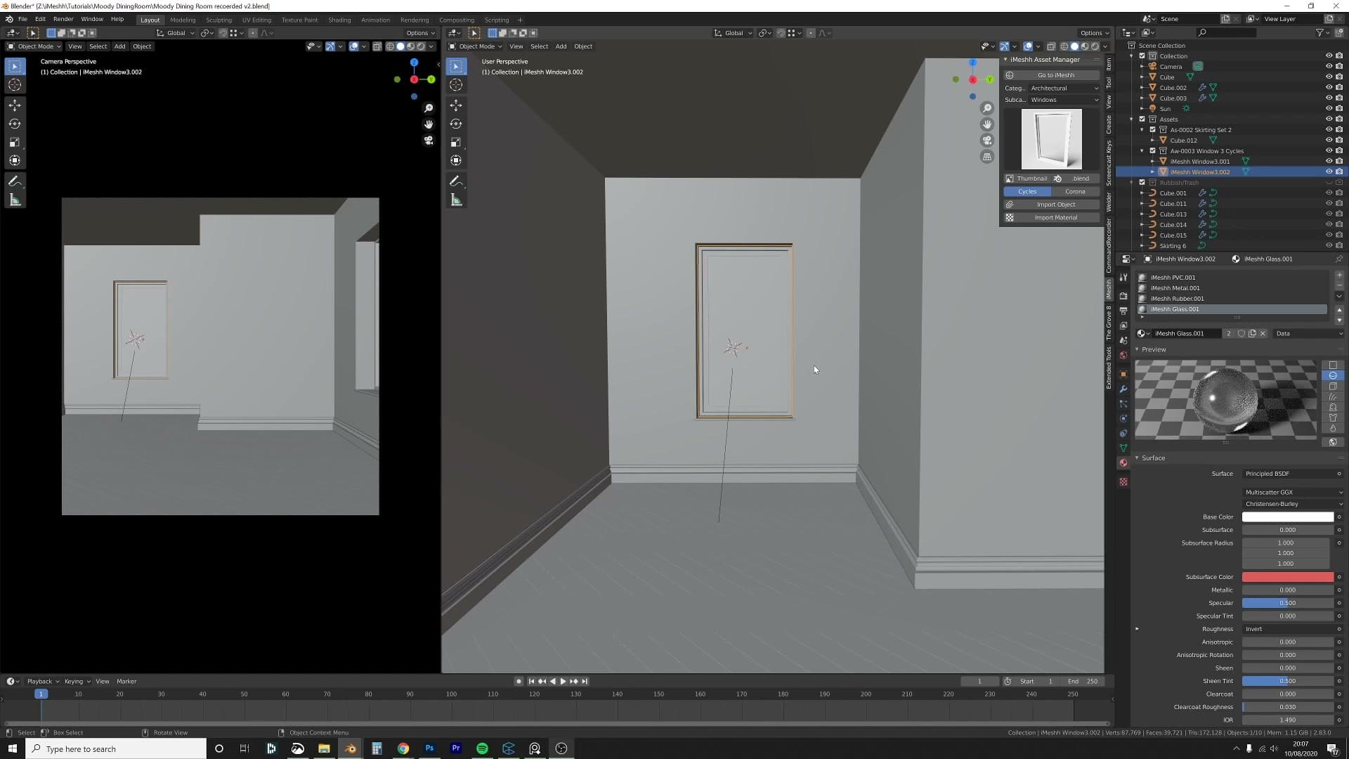 Test render with no glass. Sunlight floods through the window opening.