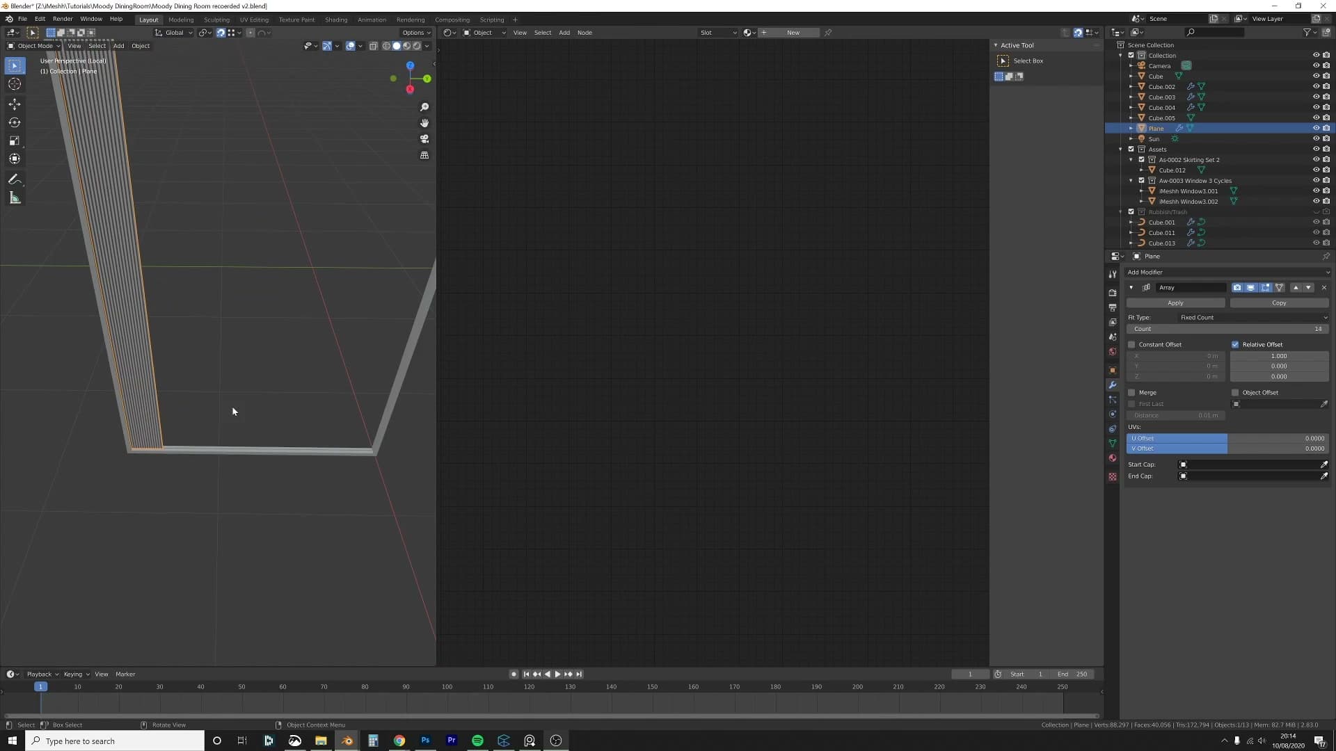 Single flute ready for an Array modifier.