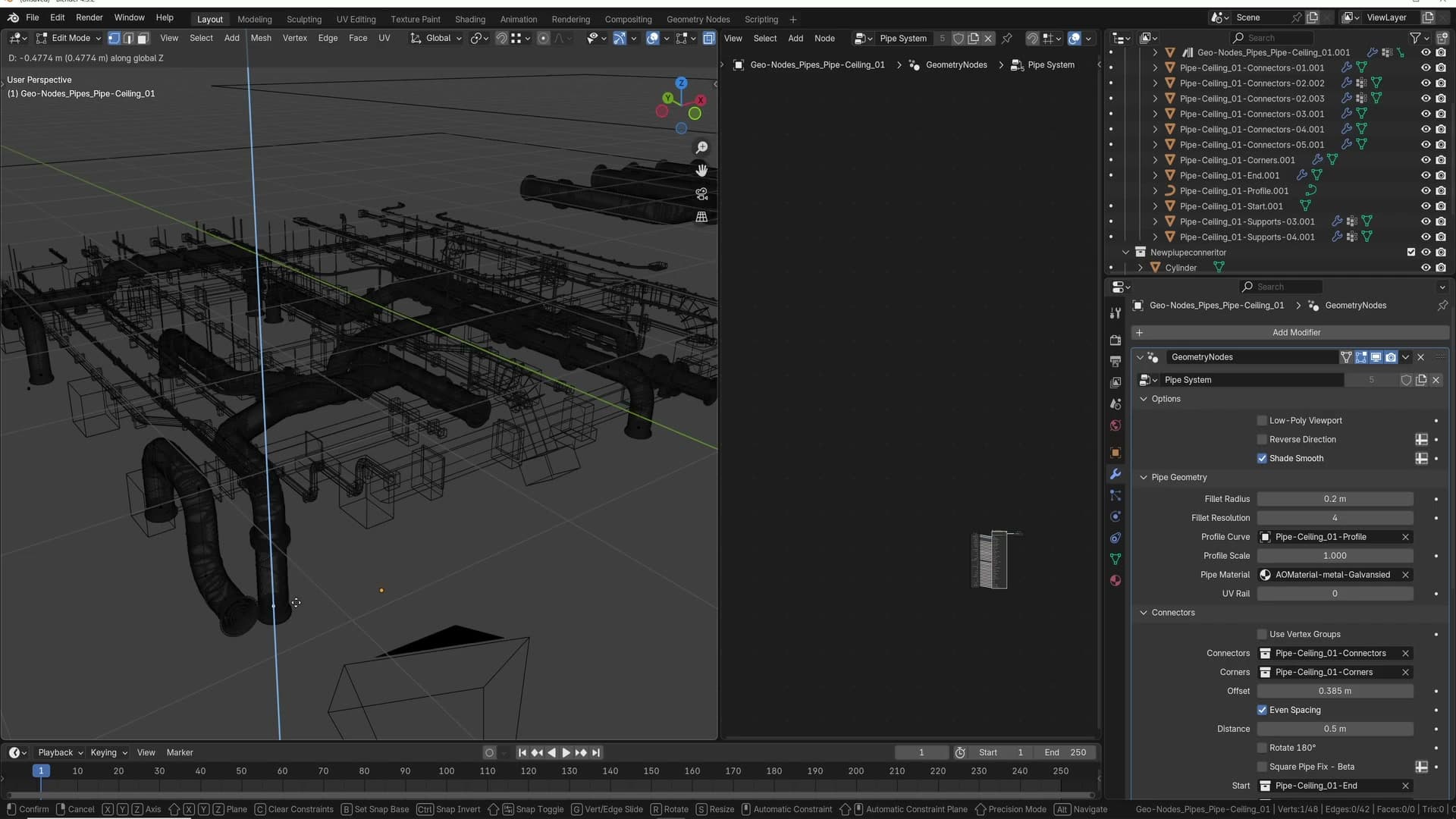 Render preview after switching low-poly back off. Full detail without baking anything.