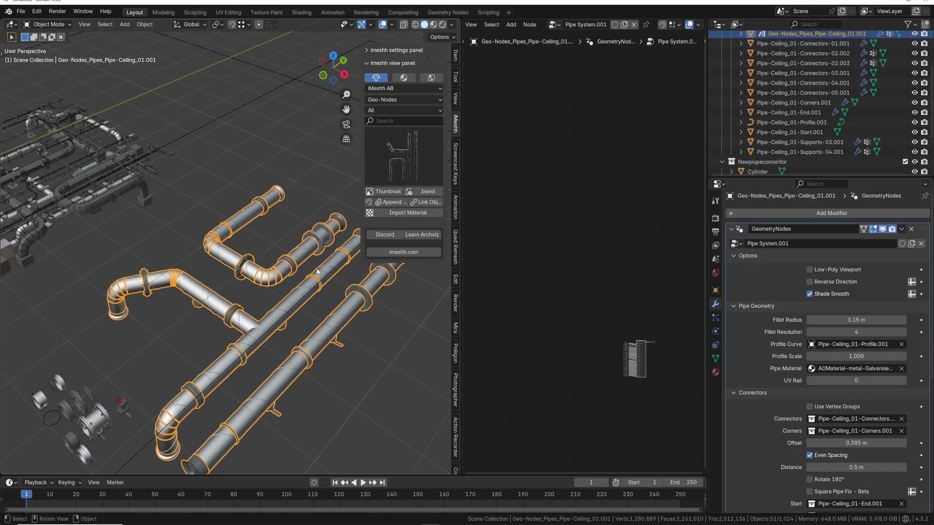 A T-junction template dropped into the scene, fully working out of the box.
