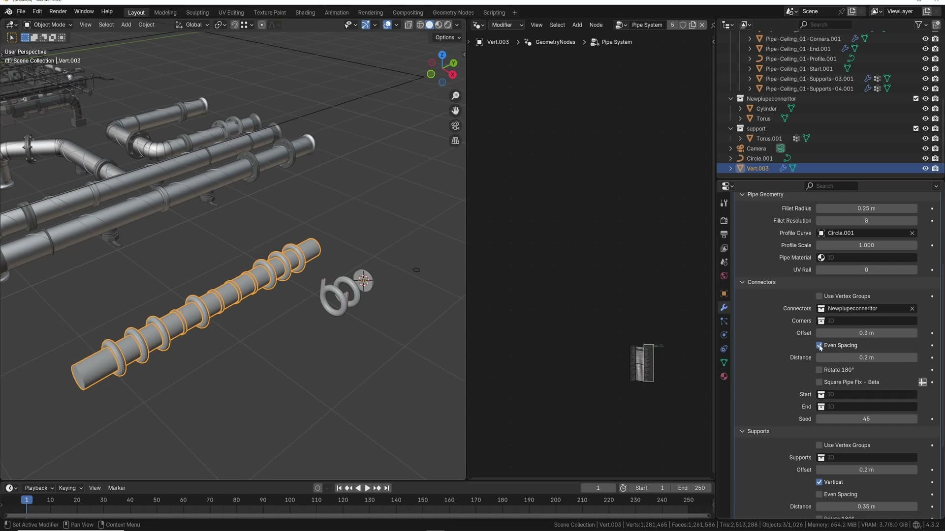 Randomising the seed shuffles which connector lands on each point along the pipe.