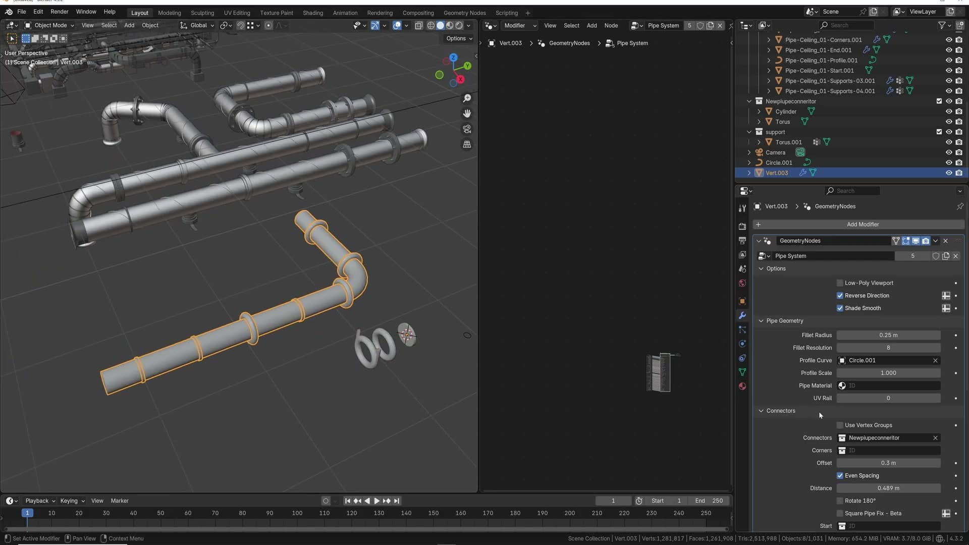 Offset increased. Connectors push away from corner parts so they don't sit on top of each other.