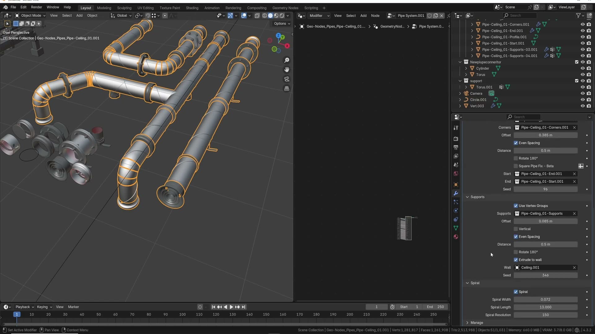 Rotating the start element on the Z axis. Caps inherit the curve's direction automatically.