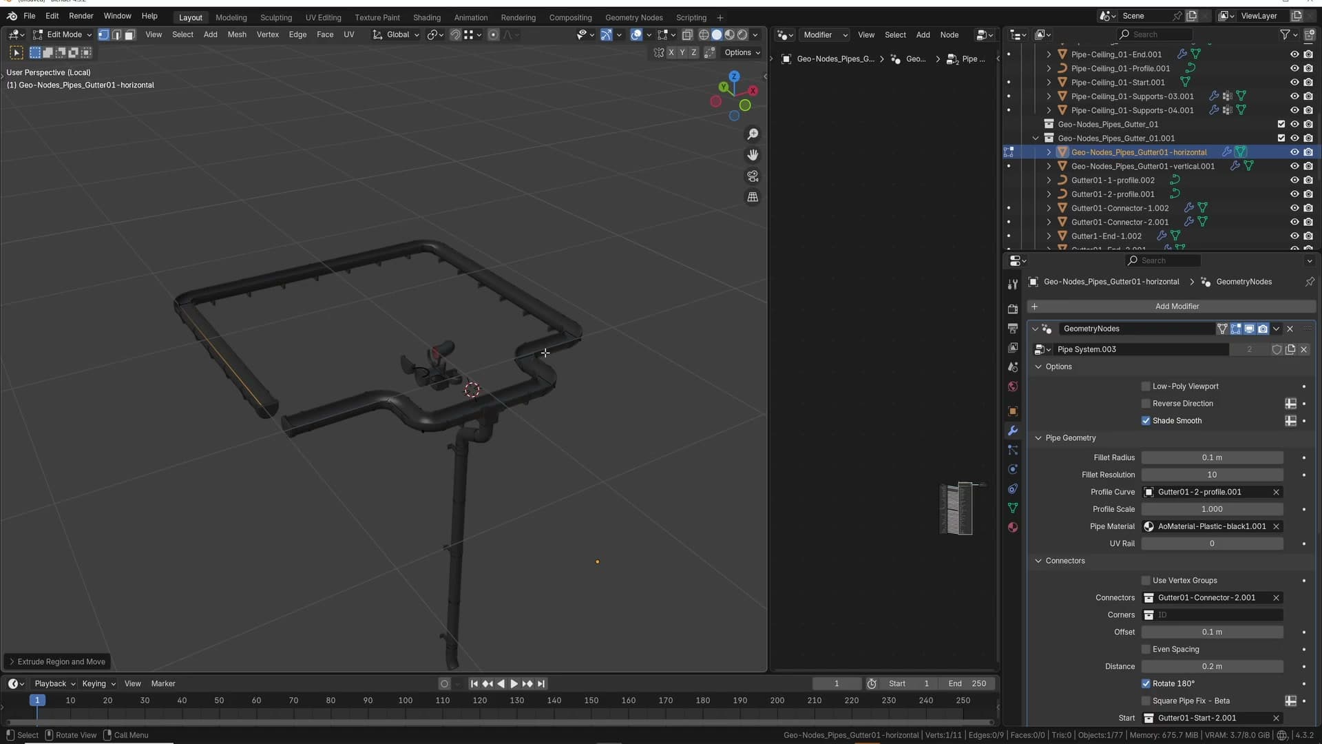Extruding along the direction the rig considers "flow". Supports stay oriented correctly.