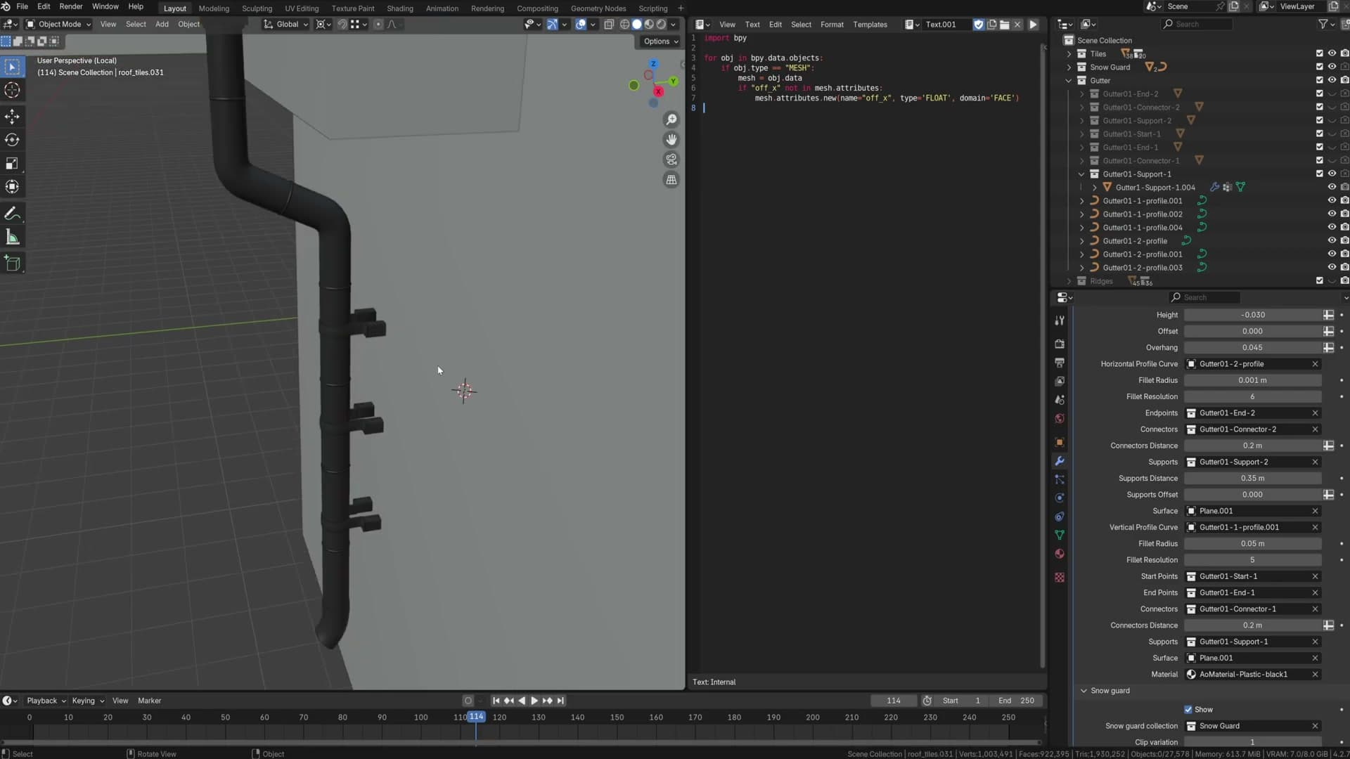 Wall brackets generated from the vertex group, extruded into the wall.