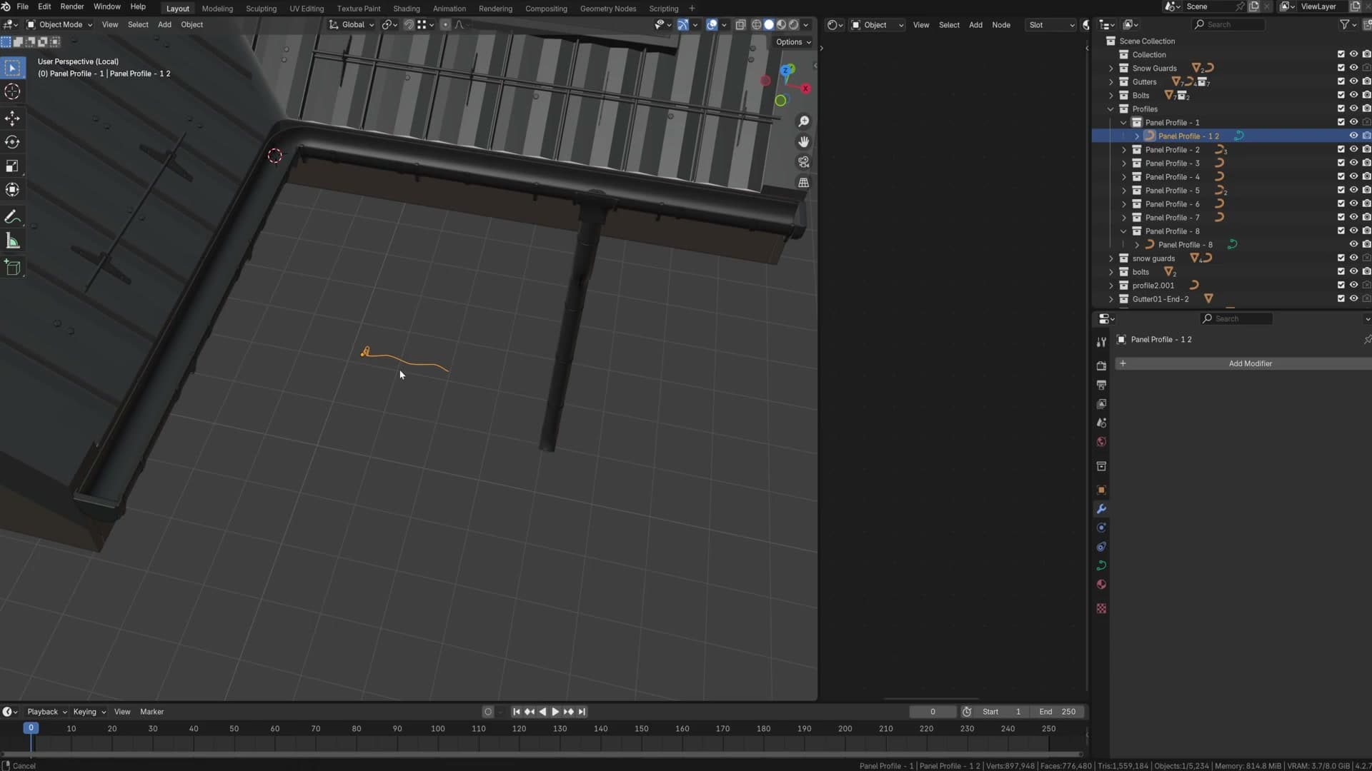 Creating a custom corrugated profile in edit mode.
