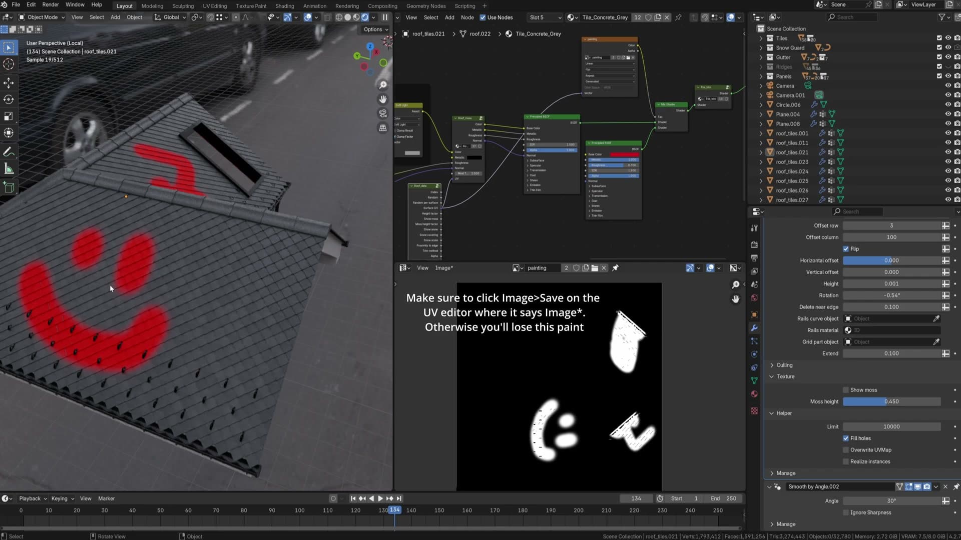Texture painting a freeform red mask directly onto the surface UV.