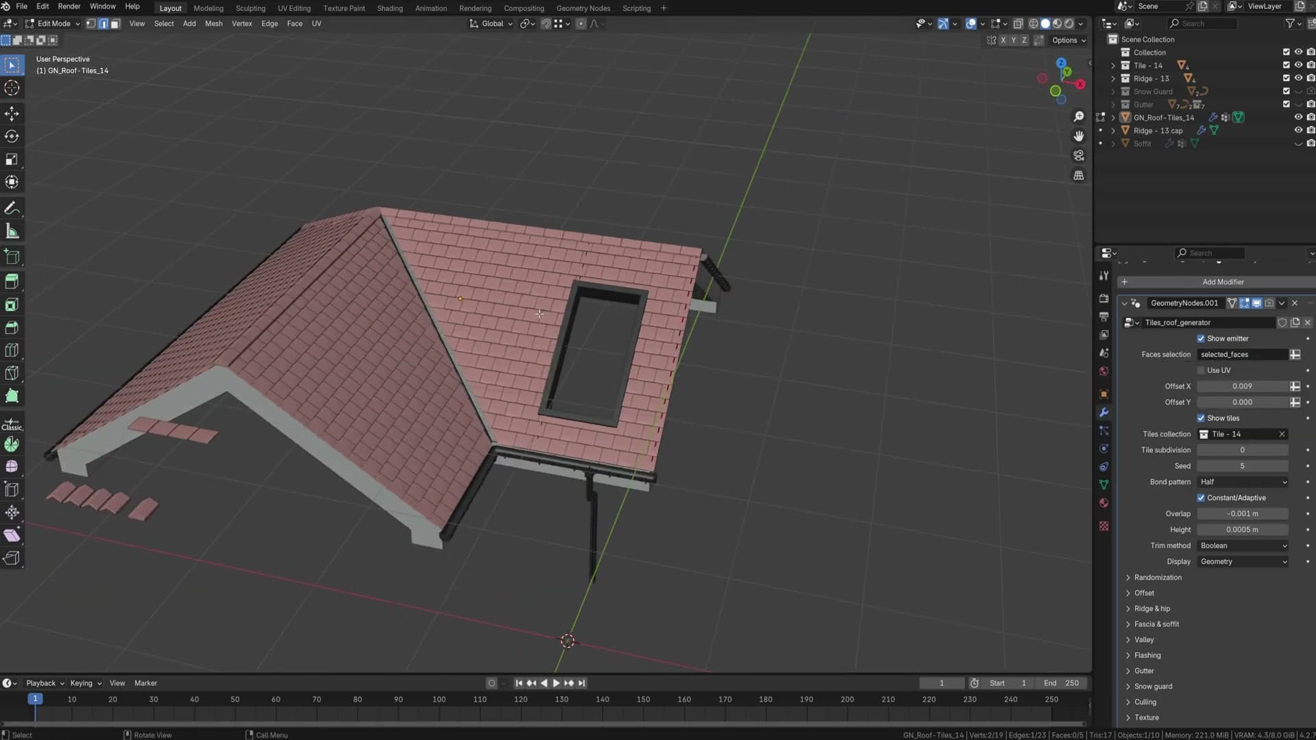 Selecting an edge then running F3 → Set Attribute → add_gutter.