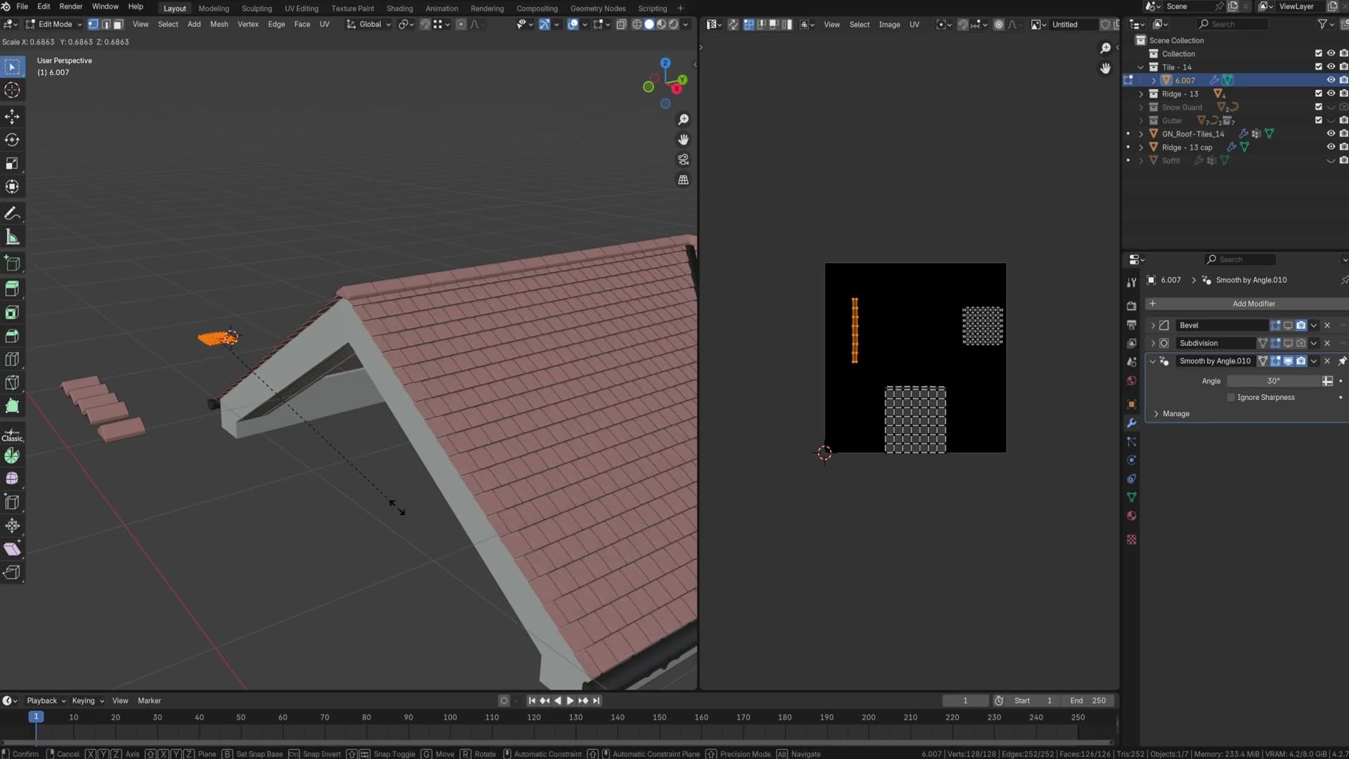 Cursor-to-selected pivot trick for scaling tiles cleanly from the bottom edge.