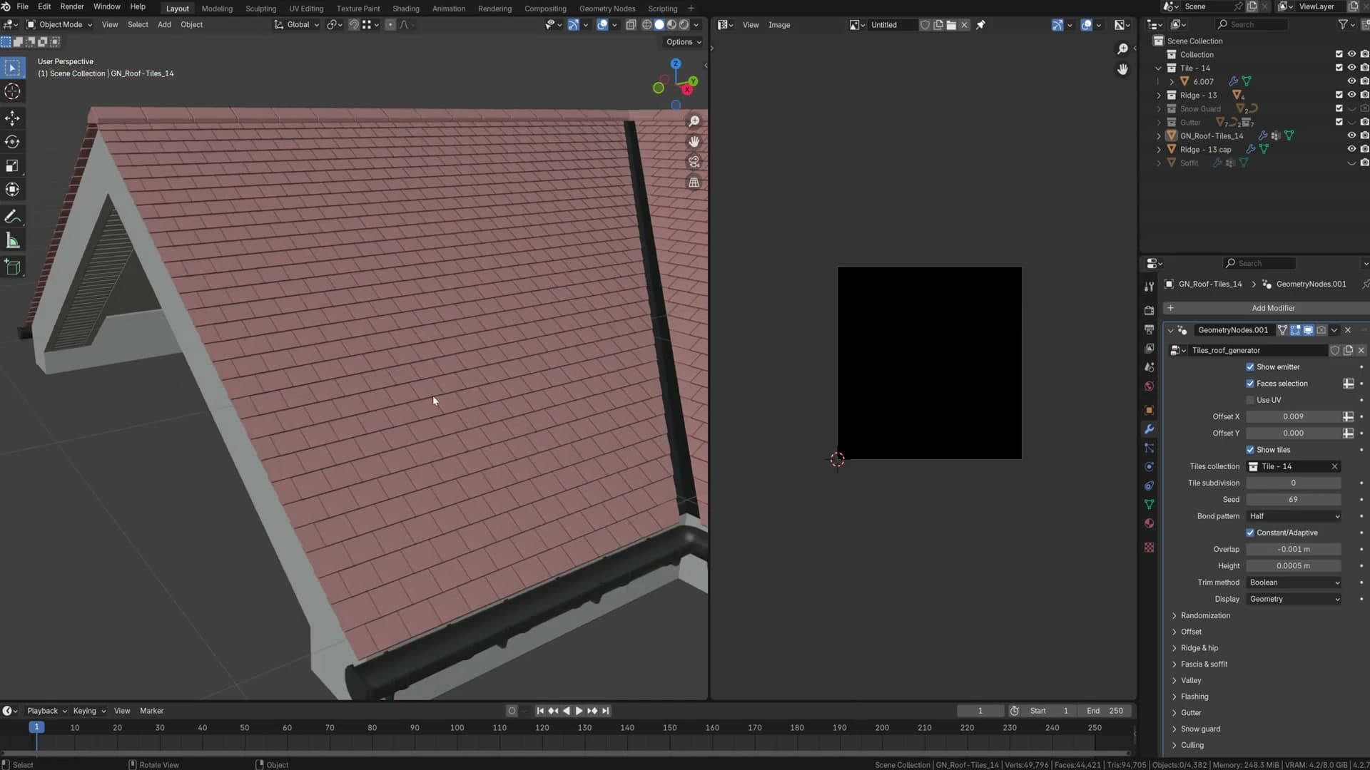 Switching tile pattern between half, straight and quarter offset modes.