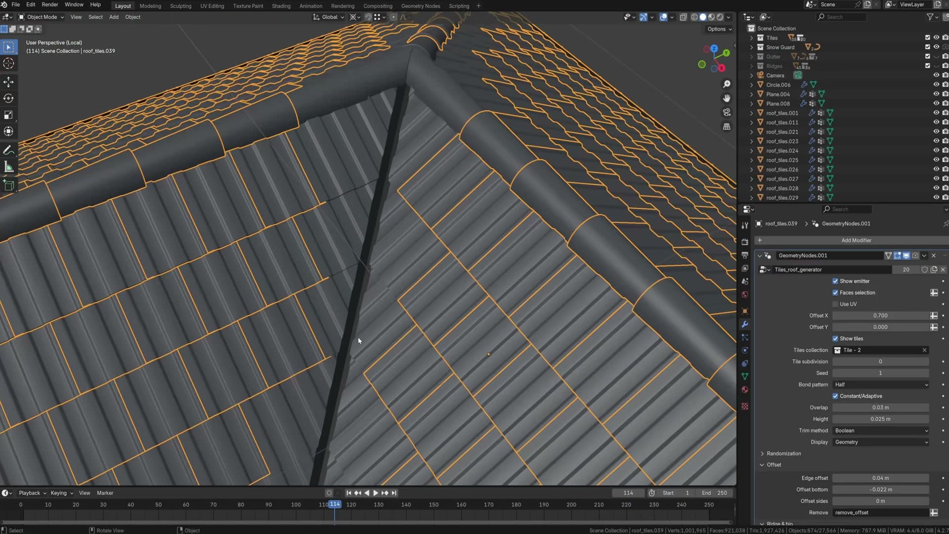 New hip-tile object added to its own collection and assigned to the hip slot.