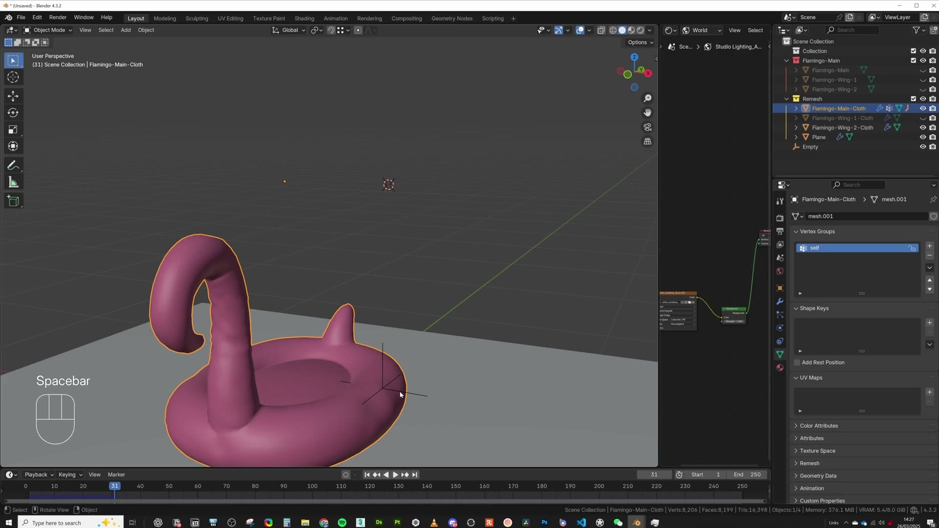 Empty parented to three selected vertices so it tracks both position and surface rotation.