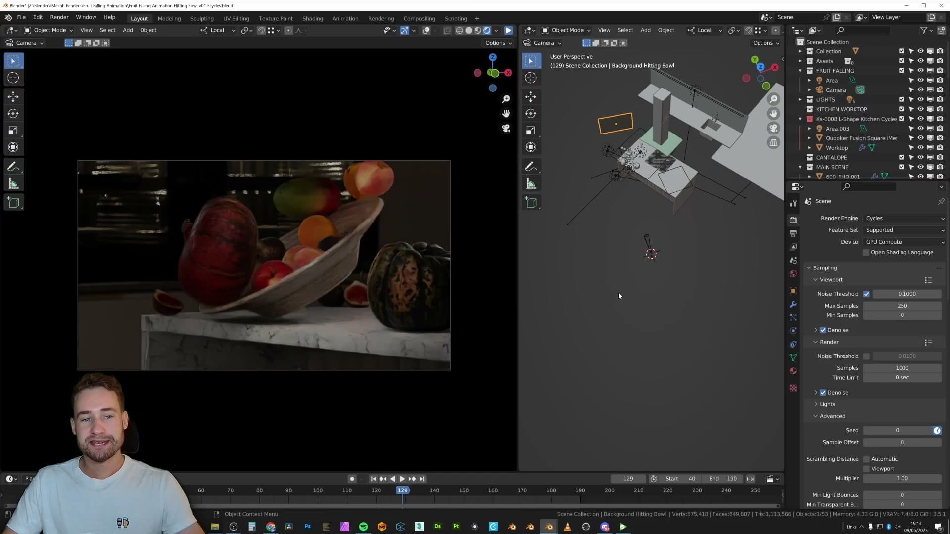 The flat plane standing in for the ovens, still convincing in the final render.