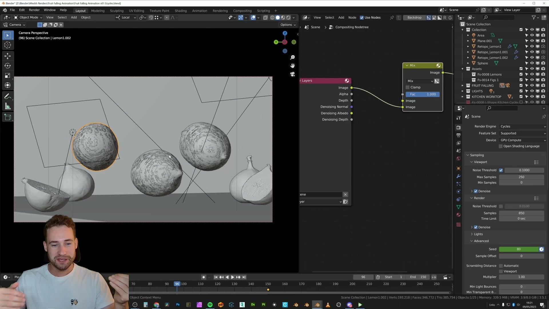 Wireframe of the hero lemon showing its high face count.