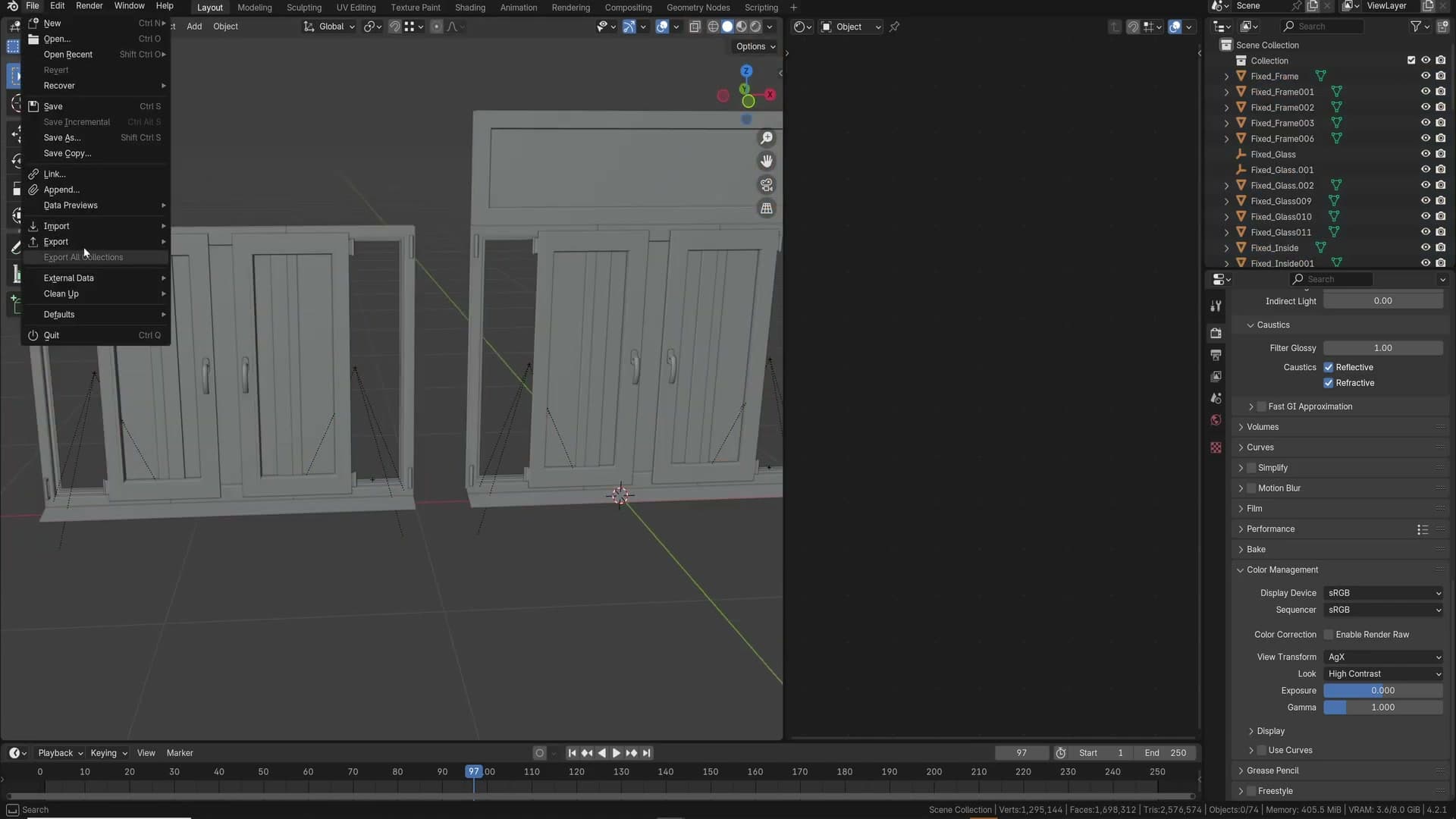 An FBX dragged from Explorer straight into Blender. The importer fires without opening File to Import.