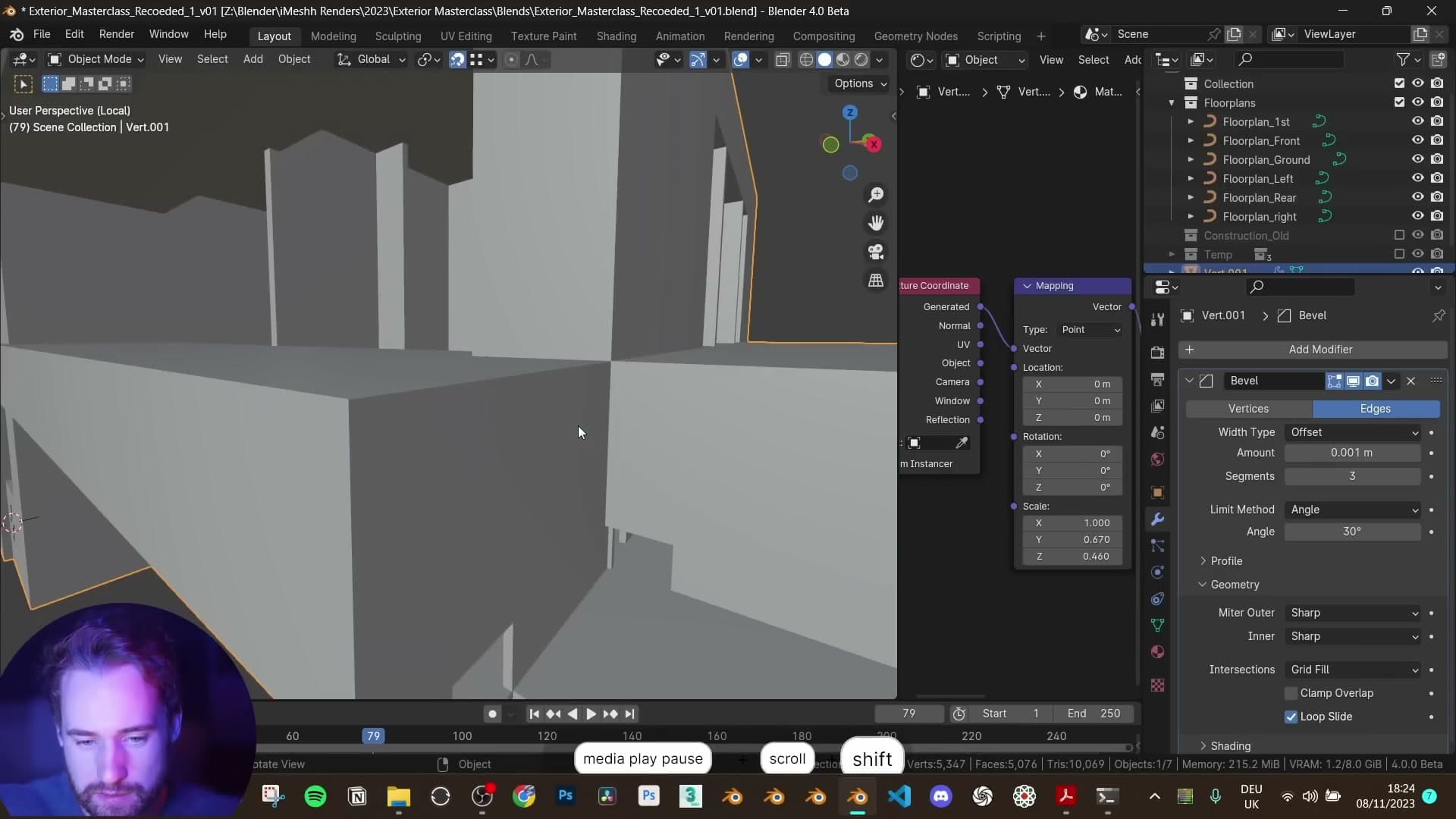 Bevel modifier with Clamp Overlap off, 0.001 width, hiding the disconnected vertices.