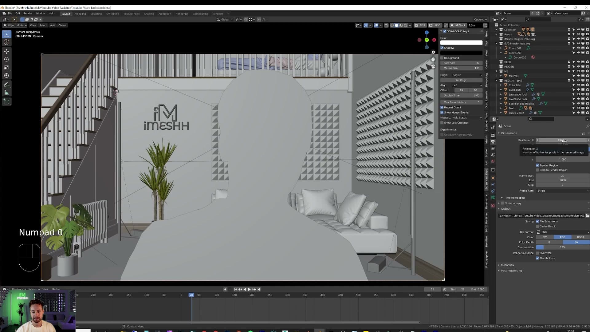 Output set to 1920x1080; bump to 200% if you shoot 4K.