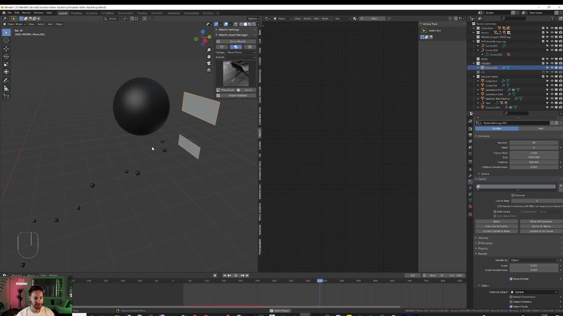 Particle count capped at 50, lifetime extended to ~500 frames so balls leave the frame.
