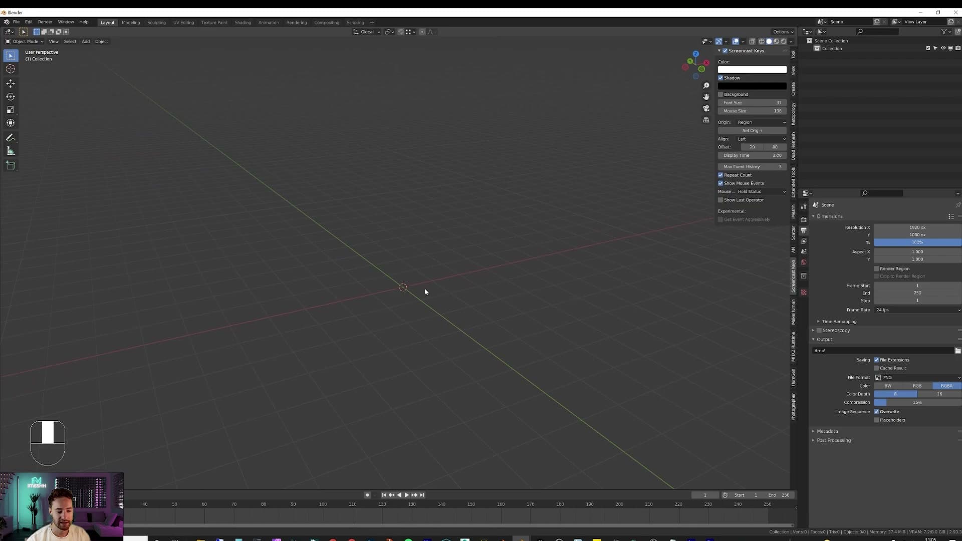A blank scene after pressing A then X to delete every default object.