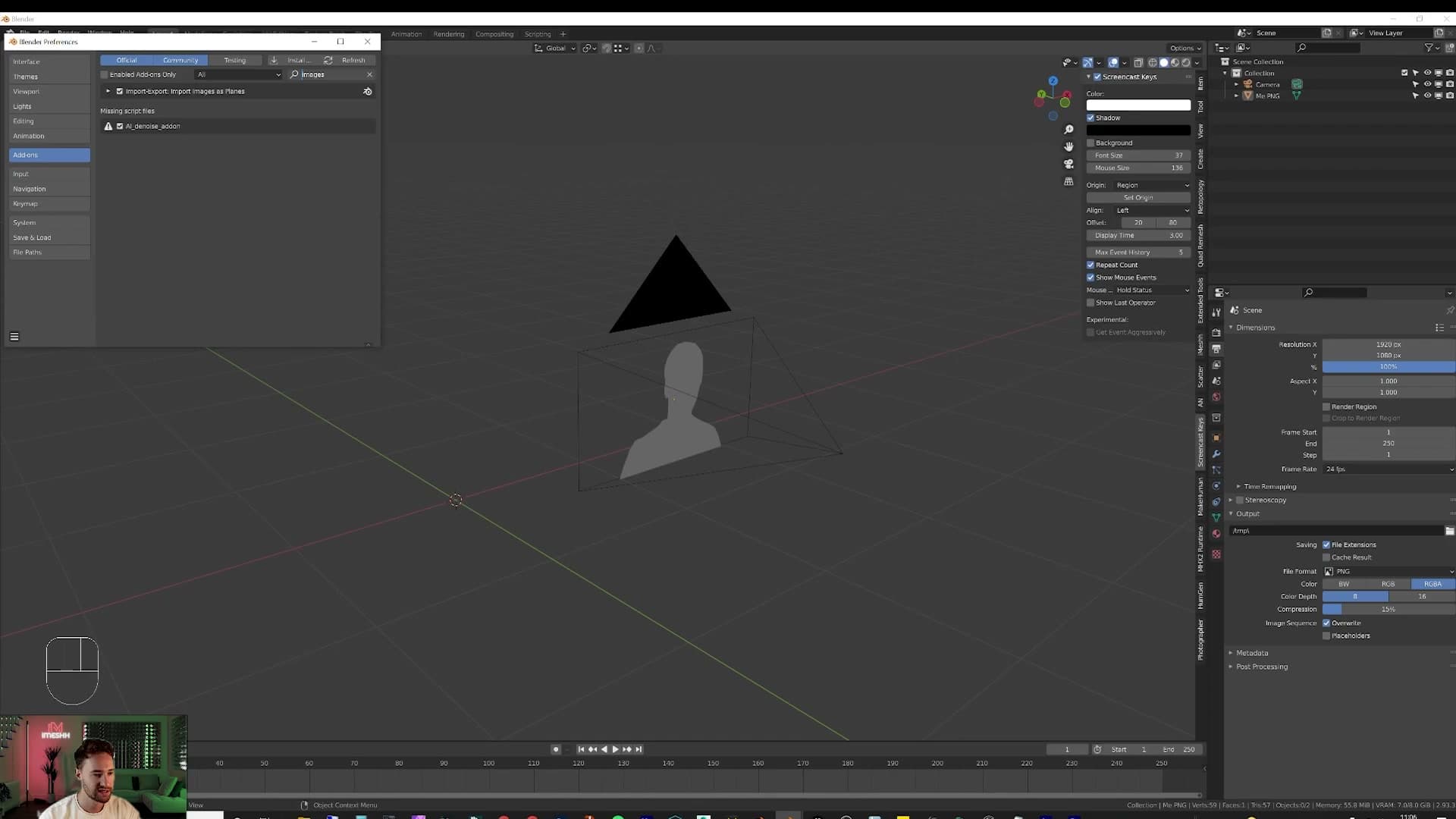 Enabling the bundled Import Images as Planes add-on in Preferences.