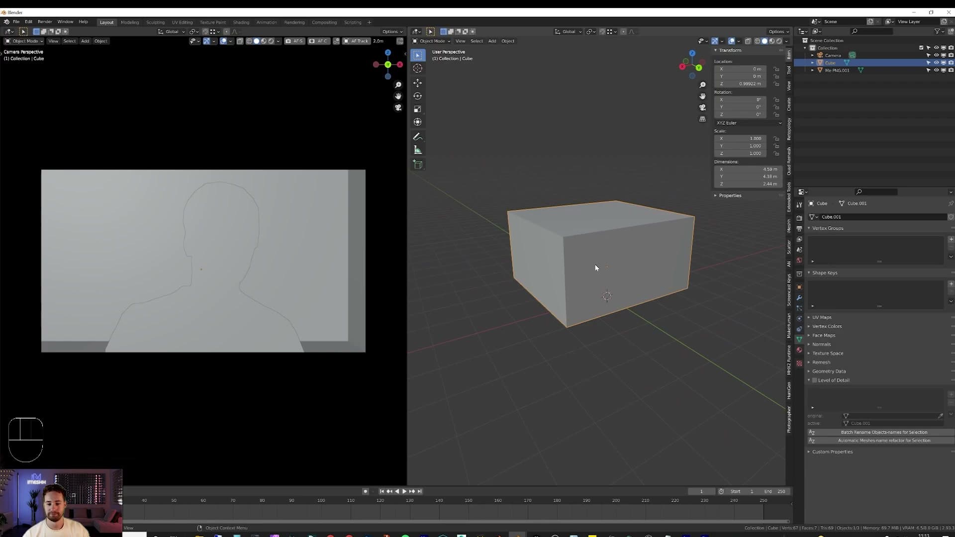 Extruding the top face creates a tall loft volume with a mezzanine area.