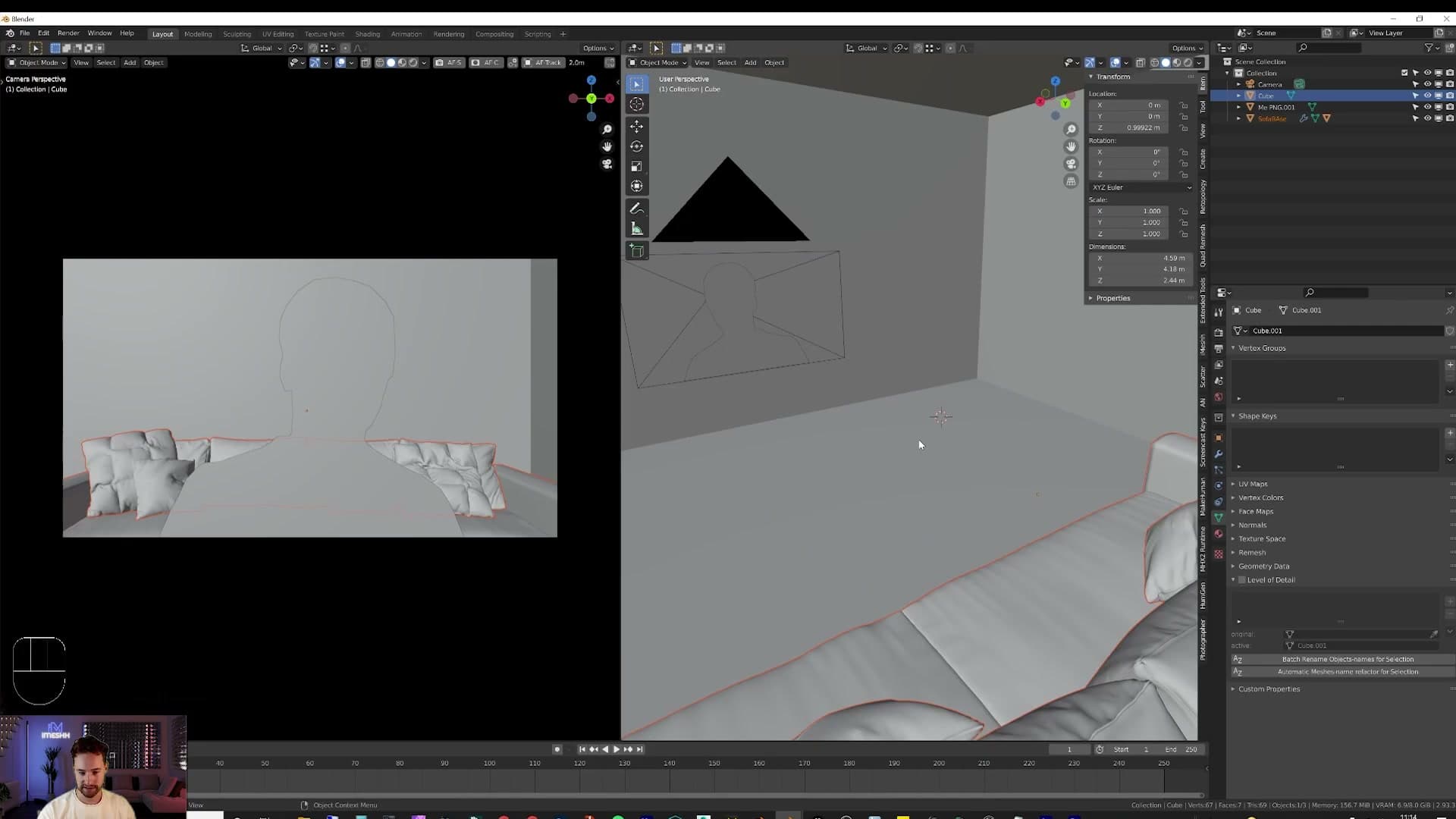 File > Append, navigating into the sofa's Object list inside the blend file.