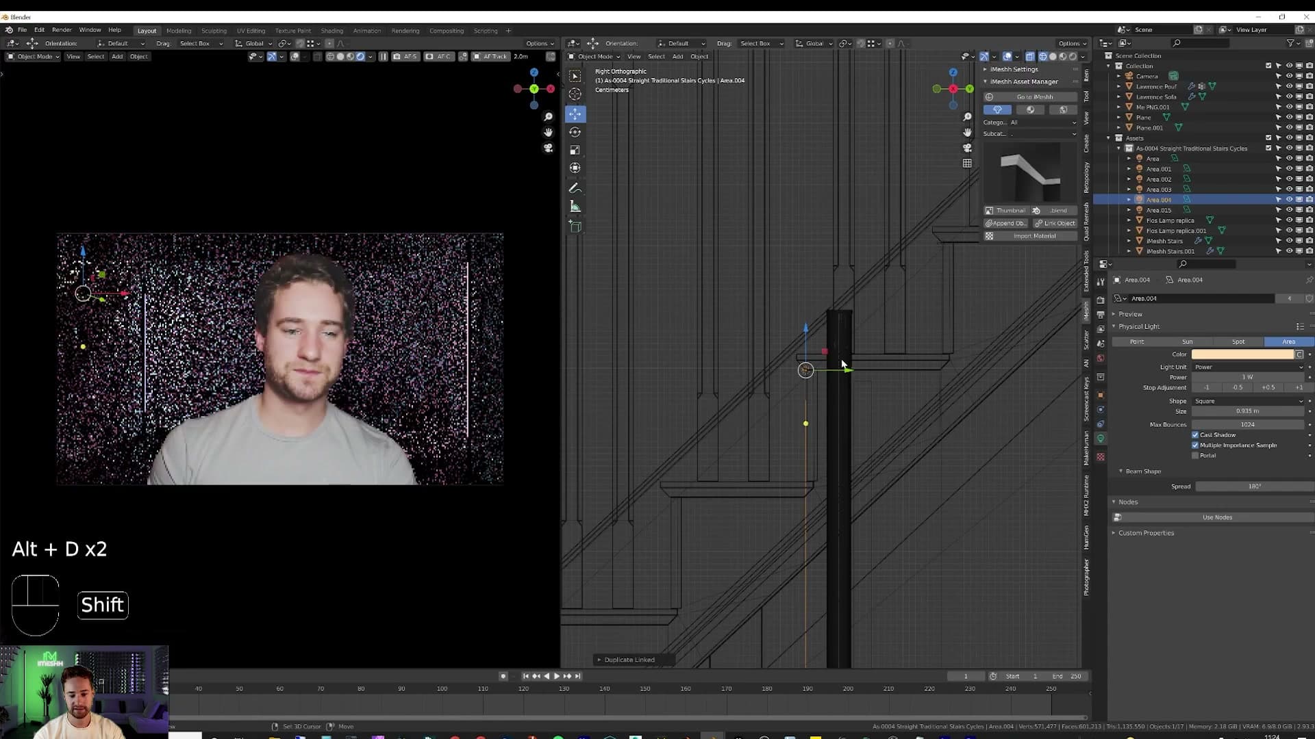 Alt+D linked duplicates cascade down every step; edit one and all update.