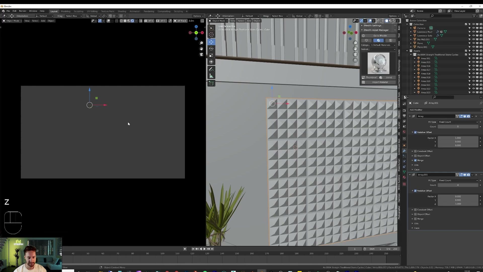 U > Unwrap projects a clean UV map for the corrugated panel.