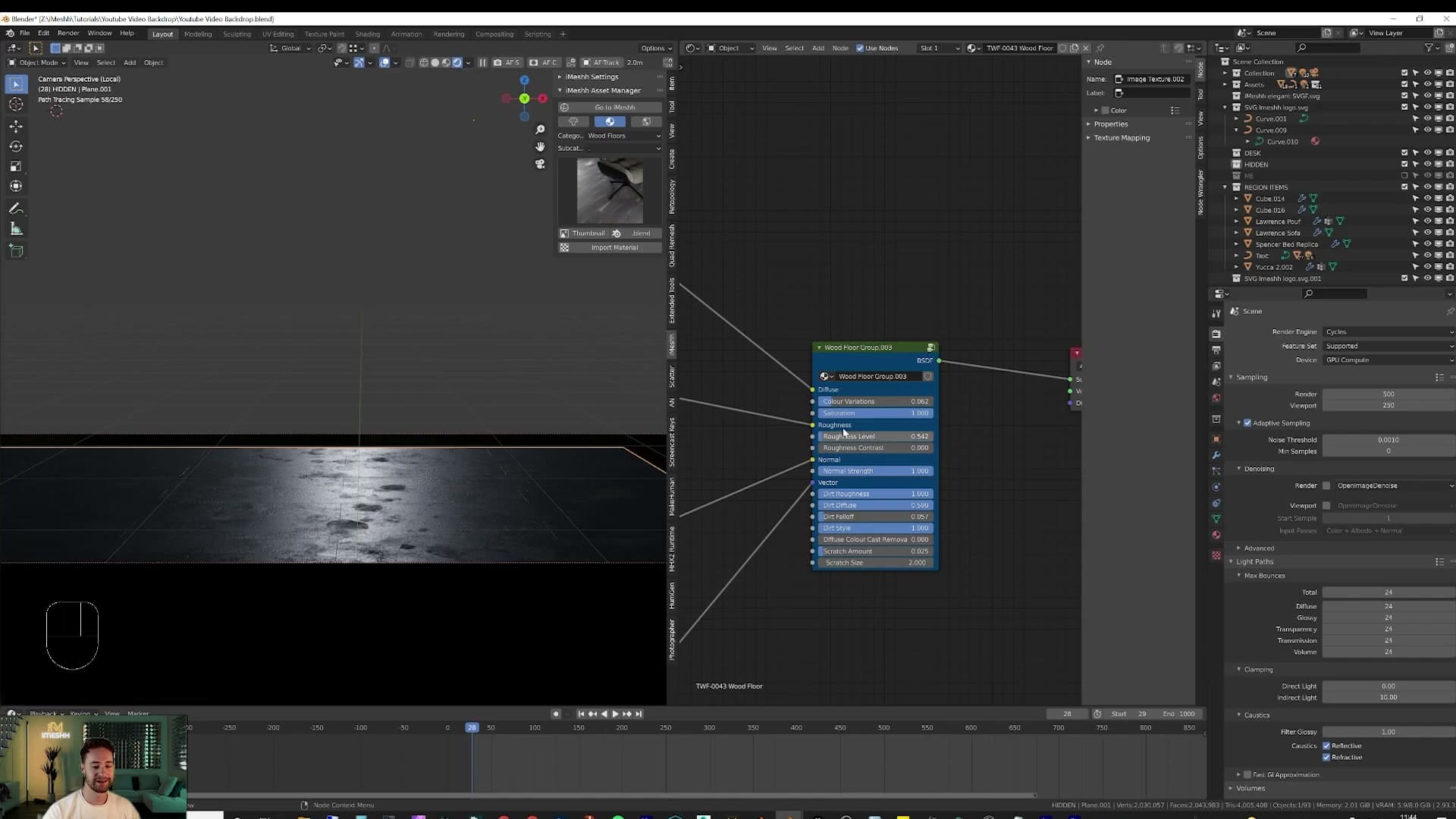 Tweaking contrast, normal strength and dirt on the floor's shader.