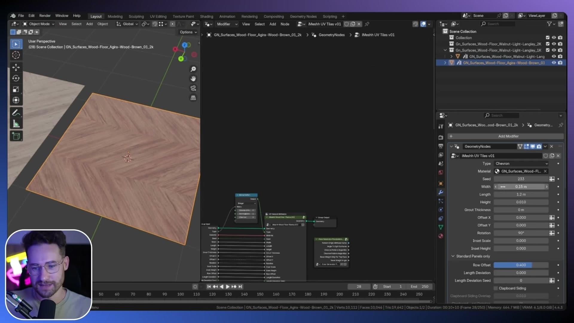 Switching floor type directly from the modifier panel instead of editing geometry nodes.