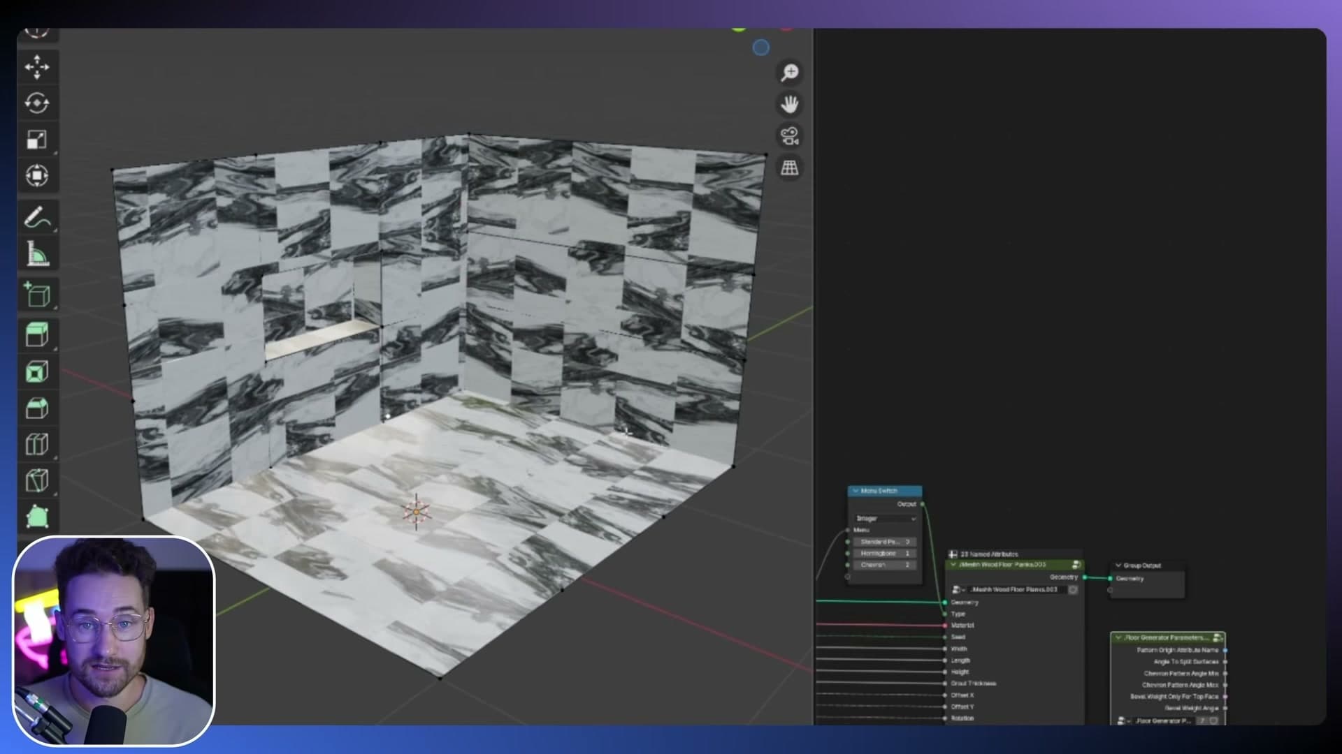 Final layout: full tiles aligned to the corner, no half-tile at the edge.